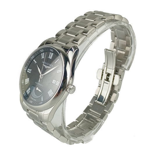 超美品 LONGINES ロンジン 腕時計 マスターコレクション パワーリザーブ L2.908.4.51.6 シルバー ブラック文字盤 ステンレス メンズ 自動巻き 裏スケ