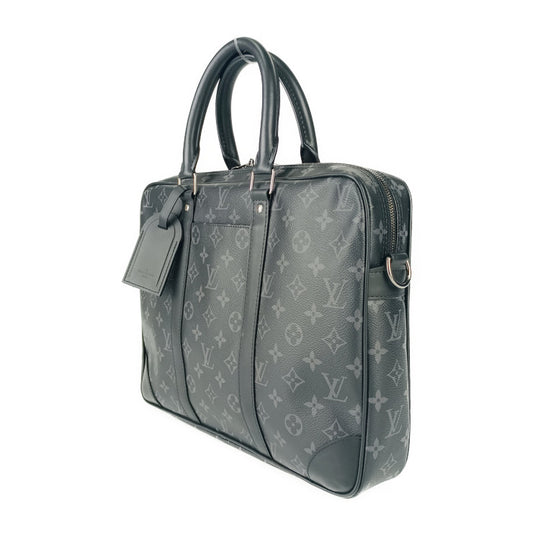 新古未使用展示品 LOUIS VUITTON ルイヴィトン ビジネスバッグ ポルト ドキュマン・ヴォワヤージュ M46457 ブラック グレー シルバー金具 モノグラム・エクリプス キャンバス レザー メンズ 2WAY