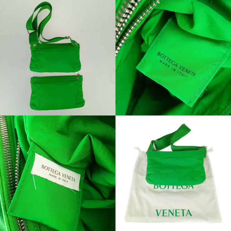 BOTTEGA VENETA ボッテガヴェネタ ショルダーバッグ クラシック ピロー クロスボディ 666548 グリーン シルバー金具 レザー レディース メッセンジャー