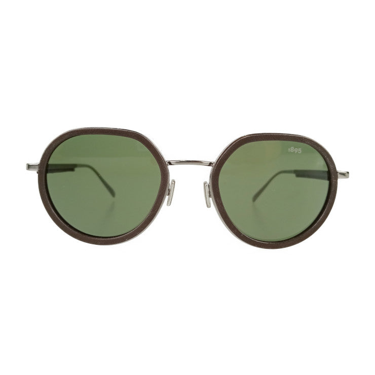 Very good condition Berluti sunglasses Centaury metal & leather sunglasses BL40035U-14N brown silver hardware metal leather plastic men's 50□21 150 Scritto pattern