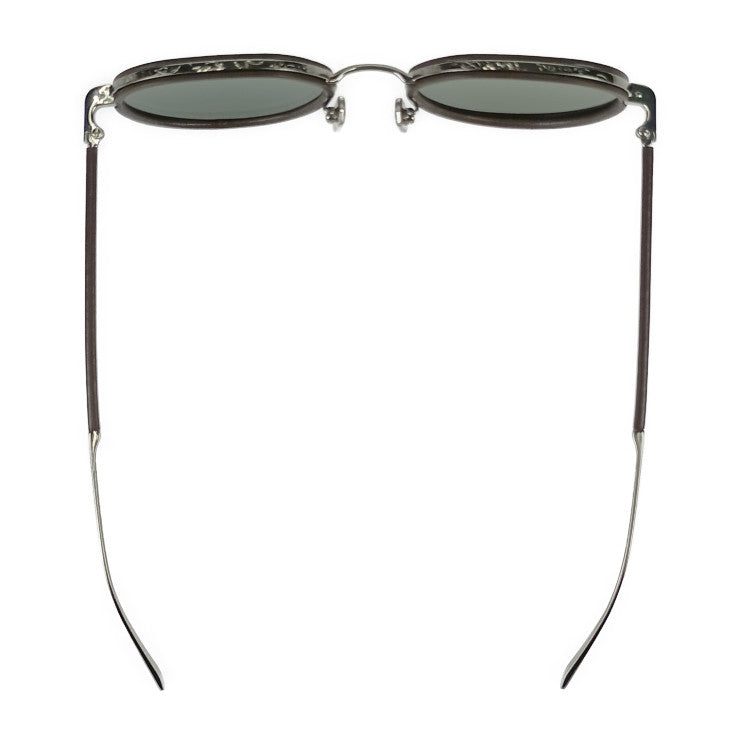 Very good condition Berluti sunglasses Centaury metal & leather sunglasses BL40035U-14N brown silver hardware metal leather plastic men's 50□21 150 Scritto pattern