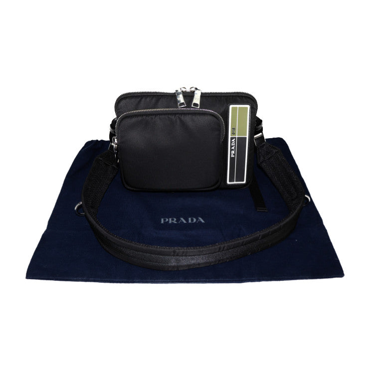 超美品 PRADA プラダ クロスボディバッグ ショルダーバッグ 2VH088 ナイロン ブラック シルバー金具 メッセンジャーバッグ