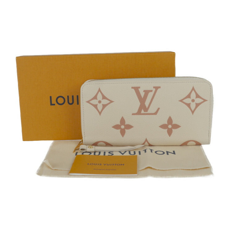 超美品 LOUIS VUITTON ルイ ヴィトン ジッピーウォレット 長財布 M81914 モノグラムアンプラント クリーム ローズトリアノン ゴールド金具 ラウンドファスナー ビトン