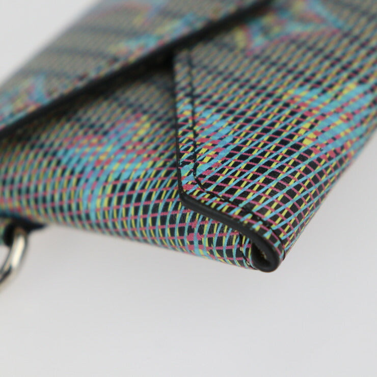 超美品 LOUIS VUITTON ルイ ヴィトン キリガミ ネックレス モノグラム LVポップ カードケース M68613 カーフレザー ブルー系 マルチカラー シルバー金具 チェーン マルチケース 小物入れ 名刺入れ ペンダント