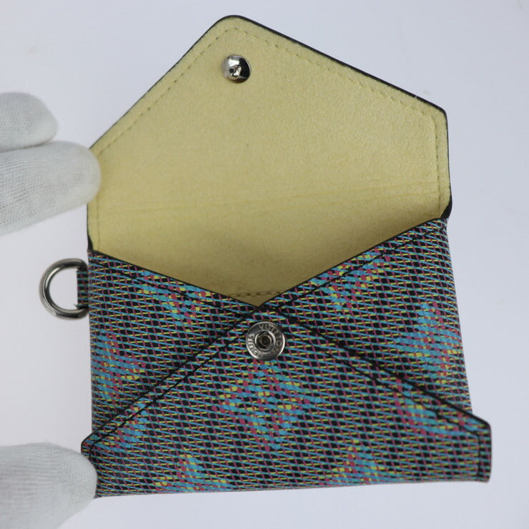 超美品 LOUIS VUITTON ルイ ヴィトン キリガミ ネックレス モノグラム LVポップ カードケース M68613 カーフレザー ブルー系 マルチカラー シルバー金具 チェーン マルチケース 小物入れ 名刺入れ ペンダント