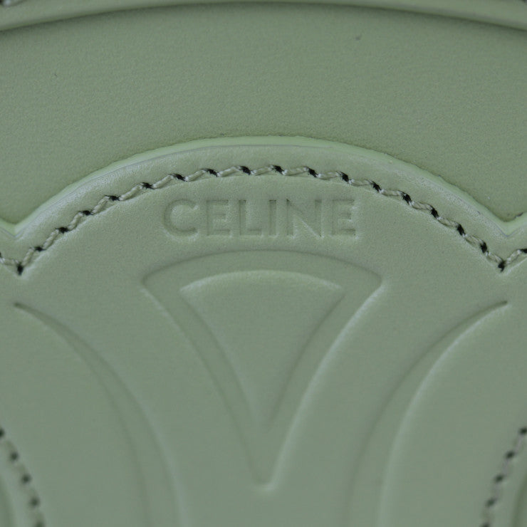 新古未使用展示品 CELINE セリーヌ クロスボディ オーバルパース キュイル トリオンフ ショルダーバッグ 10I703DPQ カーフスキン グリーン系 ゴールド金具 ポシェット