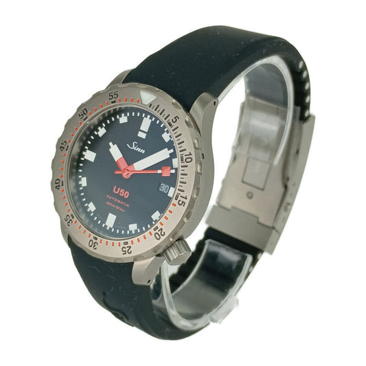 超美品 Sinn ジン 腕時計 ダイバーズウォッチ U50 ブラック U・ボート スチール / シリコン メンズ デイト 自動巻き 50気圧防水