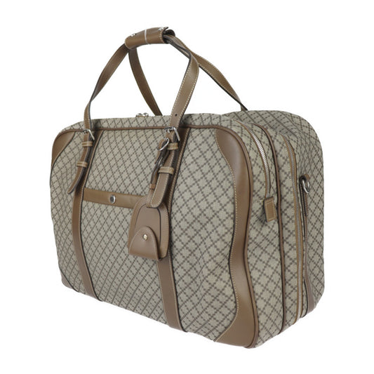 美品 GUCCI グッチ ディアマンテ ボストンバッグ 267905 PVC レザー ブラウン シルバー金具 2WAY ショルダーバッグ 旅行鞄 スーツケース ラウンドファスナー