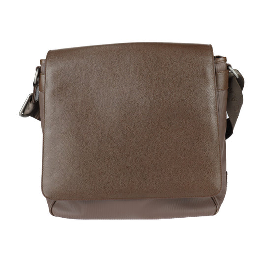 美品 BVLGARI ブルガリ メッセンジャーバッグ ミレリゲ ショルダーバッグ 29754 PVC レザー ブラウン マットシルバー金具 フラップ ロゴプレート