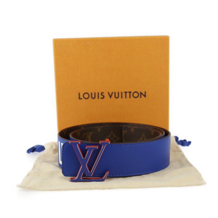 超美品 LOUIS VUITTON ルイ ヴィトン NBA ベルト ヴァージルアブロー ベルト MP278 表記サイズ 90/36 モノグラムキャンバス レザー ブラウン ブルー レッド リバーシブル