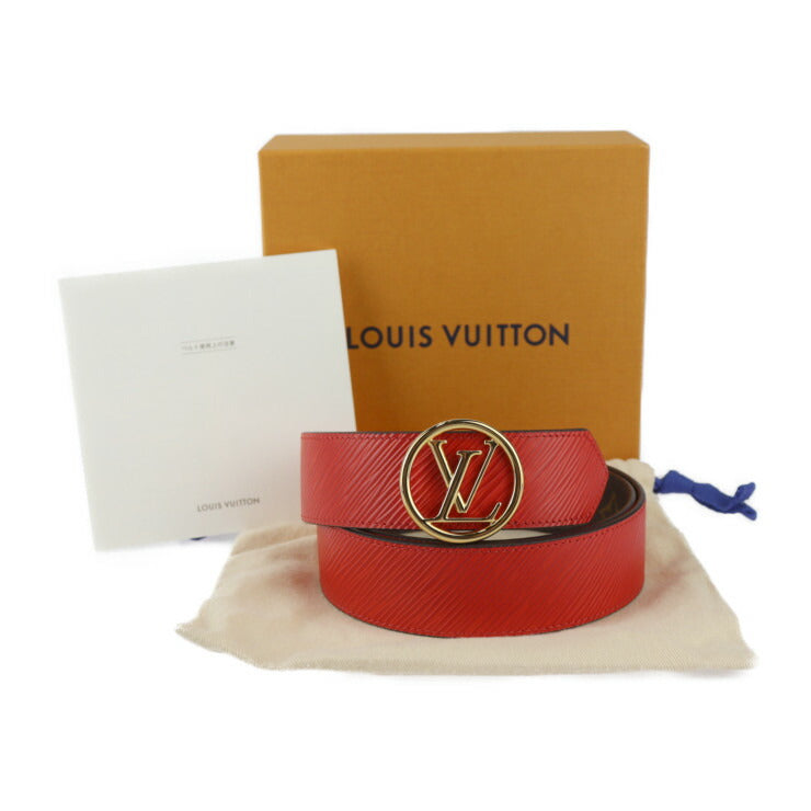 超美品 LOUIS VUITTON ルイ ヴィトン サンチュール LV サークル リバーシブル 35MM ベルト M9936W 表記サイズ 80/32 モノグラムキャンバス エピレザー ブラウン コクリコ ゴールド金具 ビトン