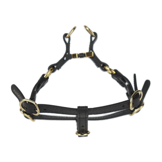 新古未使用展示品 GUCCI グッチ 犬用 ハーネス その他雑貨 692965 表記サイズ XS レザー ブラック ゴールド金具 ドッグ ペット