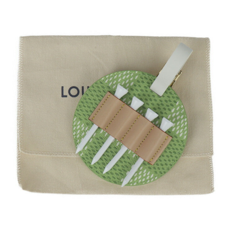 超美品 LOUIS VUITTON ルイ ヴィトン バッグ タグ・ゴルフティー その他小物 GI1063 レザー ダミエ ゴルフ キャンバス グリーン系 ホワイト ゴールド金具 バッグチャーム