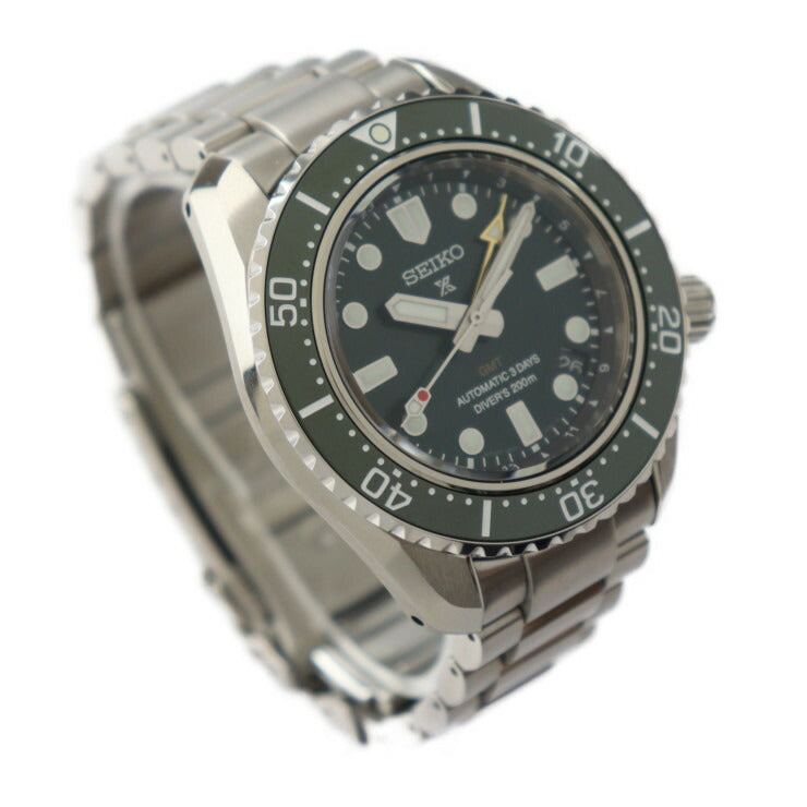 超美品 SEIKO セイコー プロスペックス ダイバースキューバ 腕時計 SBEJ009 ステンレススチール シルバー グリーン文字盤 メカニカルダイバーズ 1968 ヘリテージ GMT 自動巻き 6R54-0DD0