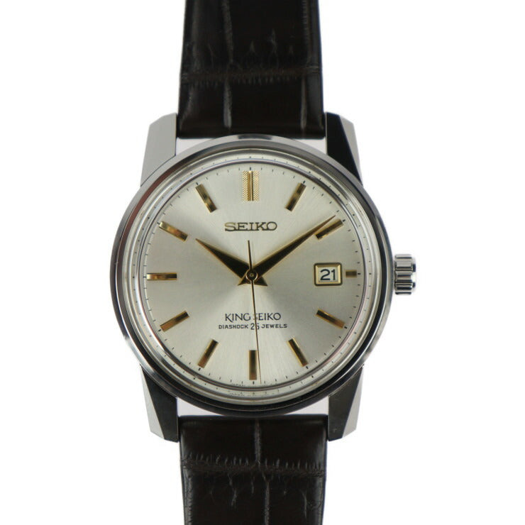 超美品 SEIKO セイコー キングセイコー KSK 1965 復刻デザイン 限定モデル 腕時計 SJE087J1 ステンレススチール クロコダイル シルバー ゴールド ブラウン 自動巻き デイト 6L35-00F0