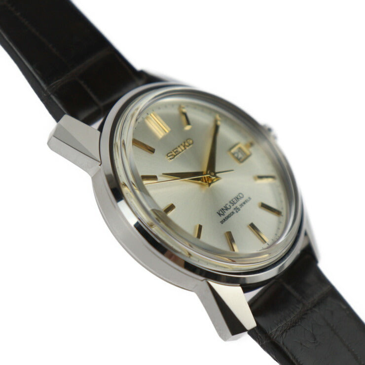 超美品 SEIKO セイコー キングセイコー KSK 1965 復刻デザイン 限定モデル 腕時計 SJE087J1 ステンレススチール クロコダイル シルバー ゴールド ブラウン 自動巻き デイト 6L35-00F0