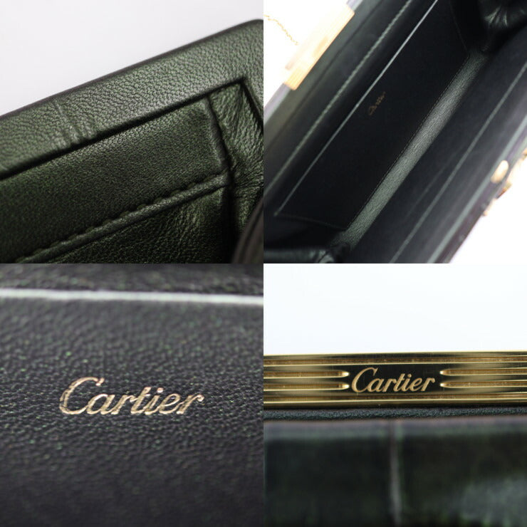 美品 CARTIER カルティエ パンテール ドゥ カルティエ クラッチバッグ L1001924 クロコダイル レザー ダークグリーン玉虫 2WAY チェーン