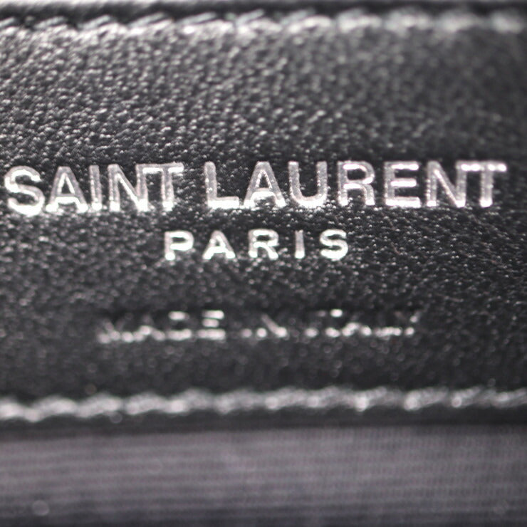 超美品 SAINT LAURENT PARIS サンローランパリ ベイビー ルー ポーチ ショルダーバッグ 657495 グレインレザー ブラック シルバー金具 チェーン タッセル ポシェット ベルトバッグ