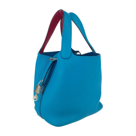 超美品 HERMES エルメス ハンドバッグ ピコタンロックPM エクラ - ブルーフリーダ ローズメキシコ シルバー金具 トリヨンクレマンス ヴォースイフト レディース Y刻印