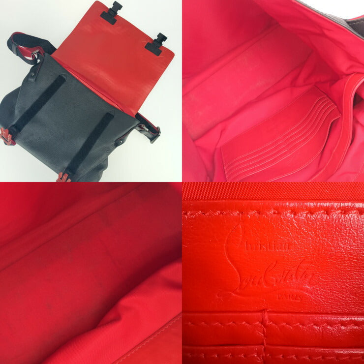 Christian Louboutin クリスチャン ルブタン ショルダーバッグ ルビクリック メッセンジャーバッグ 3195233 ブラック レッド レザー メンズ スパイクスタッズ 2WAY ハンドバッグ