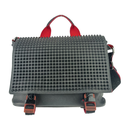 Christian Louboutin クリスチャン ルブタン ショルダーバッグ ルビクリック メッセンジャーバッグ 3195233 ブラック レッド レザー メンズ スパイクスタッズ 2WAY ハンドバッグ