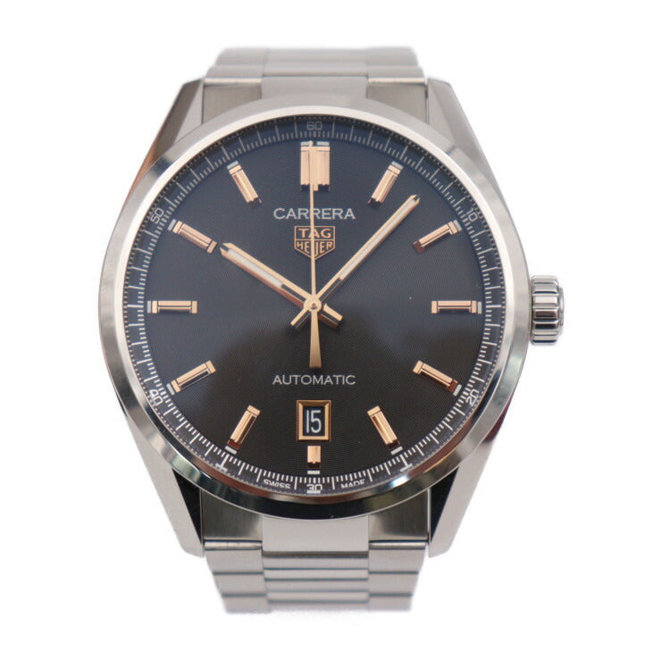 超美品 TAG HEUER タグホイヤー カレラ キャリバー5 デイト 腕時計 WBN2113.BA0639 ステンレススチール シルバー ブラック文字盤 自動巻き