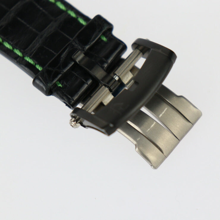 超美品 ROMAIN JEROME ロマン ジェローム Titanic DNA Steampunk タイタニック DNA スティームパンク 腕時計 RJ.T.AU.SP.005.03 ステンレススチール チタン クロコ型押しレザー × ラバー ブラック グリーン系 自動巻き 世界99本限定