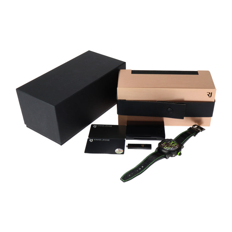 超美品 ROMAIN JEROME ロマン ジェローム Titanic DNA Steampunk タイタニック DNA スティームパンク 腕時計 RJ.T.AU.SP.005.03 ステンレススチール チタン クロコ型押しレザー × ラバー ブラック グリーン系 自動巻き 世界99本限定