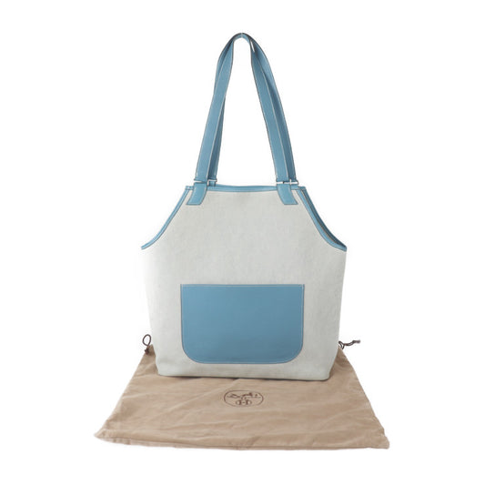 美品 HERMES エルメス ジャルディニエ PM トートバッグ - トワルアッシュ トリヨンクレマンス ナチュラル ブルージーン シルバー金具 ショルダーバッグ