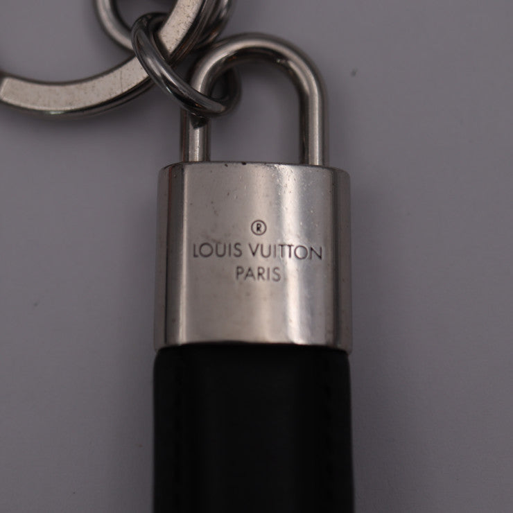 LOUIS VUITTON ルイ ヴィトン ドラゴンヌ LV パドロック キーホルダー M00745 レザー メタル ブラック シルバー キーリング ビトン