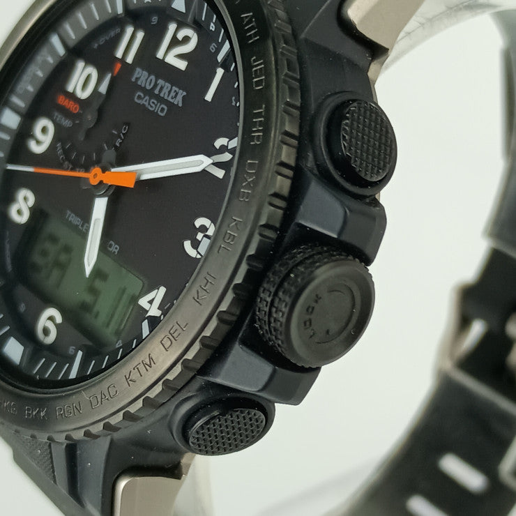 超美品 CASIO カシオ 腕時計 PRO TREK Climber Line プロトレック クライマーライン PRW-50Y-1AJF ブラック 樹脂 ステンレス メンズ アナデジ ソーラー電波
