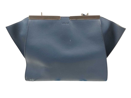 FENDI フェンディ ハンドバッグ トロワジュール 8BH279 ブルー系 レザー レディース 2WAY シルバー金具 美品