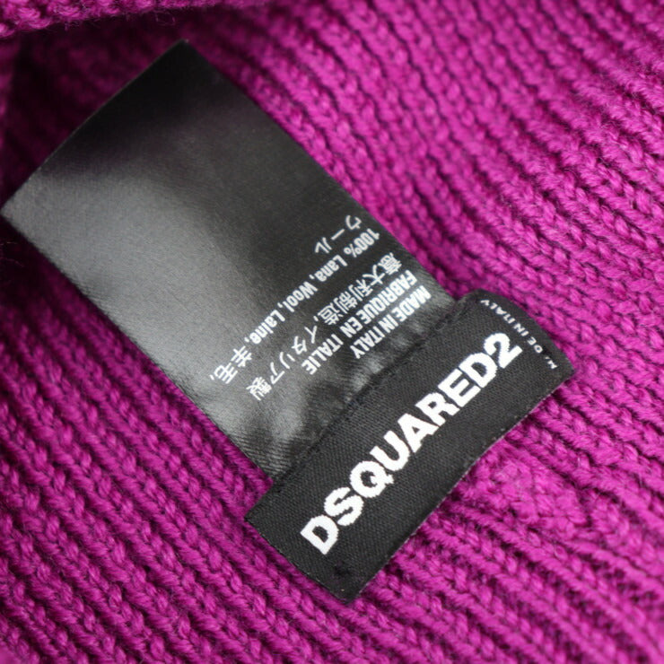 新品未使用展示品 DSQUARED2 ディースクエアード Icon Knit Beanie アイコン ニット ビーニー ニットキャップ KNW000101W04973M1638 ウール100% パープル系 ニット帽