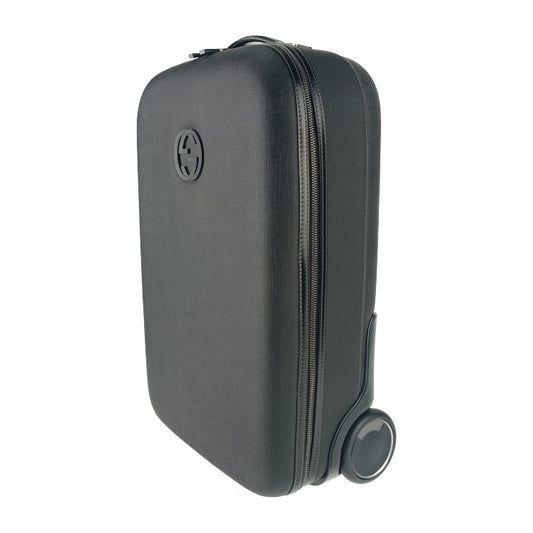 美品 GUCCI グッチ キャリーケース インターロッキングG トローリー 189755 ブラック PVC レザー ユニセックス キャスター付き キャリーバッグ