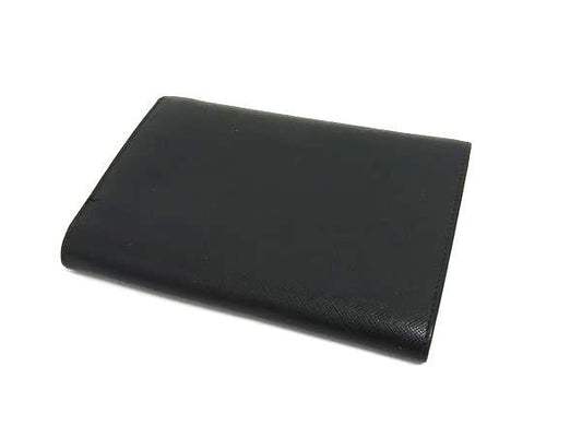 PRADA プラダ 財布 トライアングルロゴ M510 ブラック サフィアーノレザー レディース 三つ折り シルバー金具 三角ロゴマーク