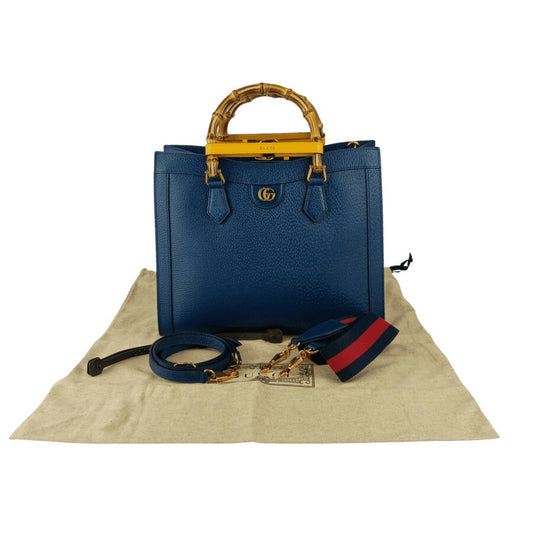 GUCCI グッチ トートバッグ ダイアナ ミディアム 678842 U3ZDT ロイヤルブルー レザー レディース 2WAY ショルダーバッグ ゴールド金具 超美品