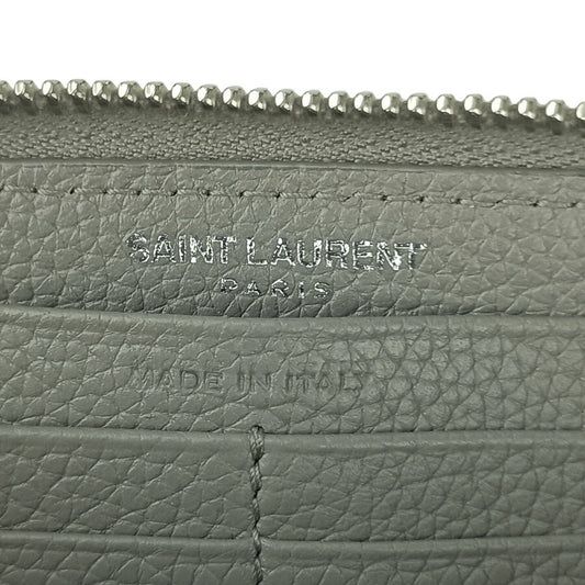 SAINT LAURENT PARIS サン ローラン パリ 財布 ラウンドファスナー 長財布 504988 DTI0E グレー系 カーフレザー ユニセックス シルバー金具 美品