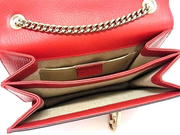 GUCCI グッチ バッグ インターロッキングG チェーン ショルダーバッグ 510304 レッド系 レザー レディース ゴールド金具 美品