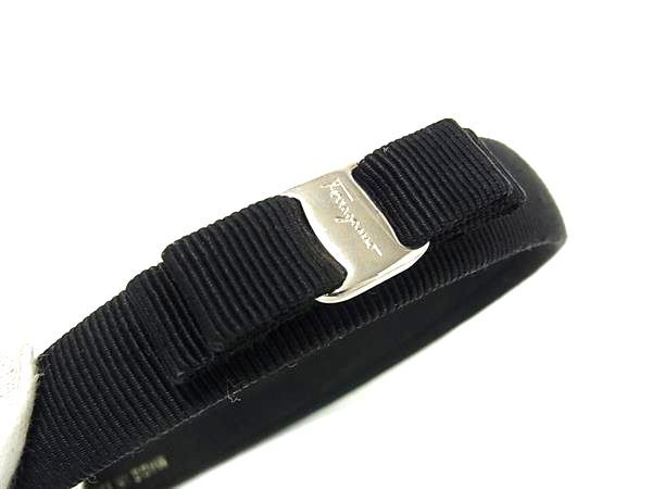 Salvatore Ferragamo サルバトーレ フェラガモ カチューシャ ヴァラリボン - ブラック キャンバス レディース シルバー金具 美品