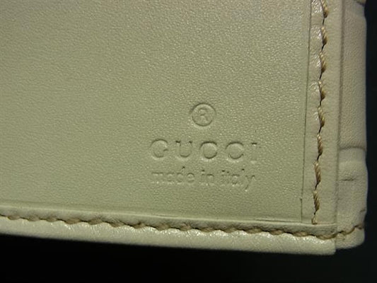 GUCCI グッチ 財布 グッチシマ 150674 アイボリー ブラウン レザー レディース Wホック 二つ折り長財布 ゴールド金具