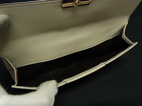 GUCCI グッチ 財布 グッチシマ 150674 アイボリー ブラウン レザー レディース Wホック 二つ折り長財布 ゴールド金具