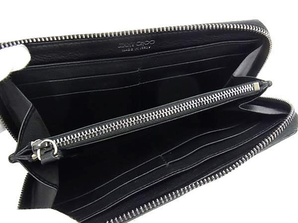 JIMMY CHOO ジミーチュウ 財布 カーナビー ブラック レザー レディース スタースタッズ ラウンドファスナー 長財布