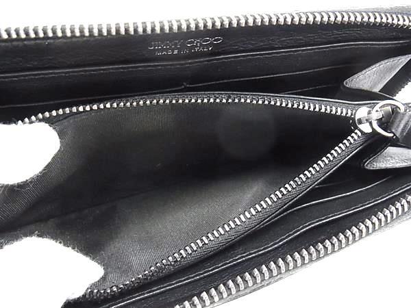 JIMMY CHOO ジミーチュウ 財布 カーナビー ブラック レザー レディース スタースタッズ ラウンドファスナー 長財布