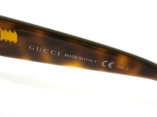 GUCCI グッチ サングラス インターロッキングG GG 3530/F/S ブラウン プラスチック ユニセックス べっ甲調 ハート ラインストーン 美品