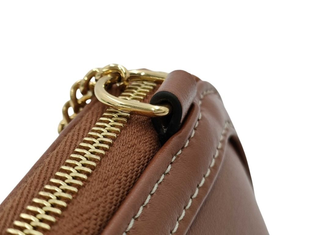 CELINE セリーヌ ショルダーバッグ キュイル トリオンフ チェーン付きクラッチ 10E383 ブラウン レザー レディース チェーン ゴールド金具 新古未使用展示品