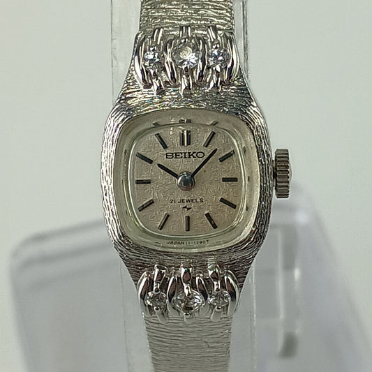 SEIKO セイコー 腕時計 21石 手巻き 2針 11-3440 シルバー ステンレス 6Pダイヤモンド レディース ヴィンテージ 1960年代