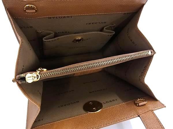 BVLGARI ブルガリ ハンドバッグ ブルガリブルガリ ブラウン レザー レディース ターンロック 2WAY ゴールド金具 美品