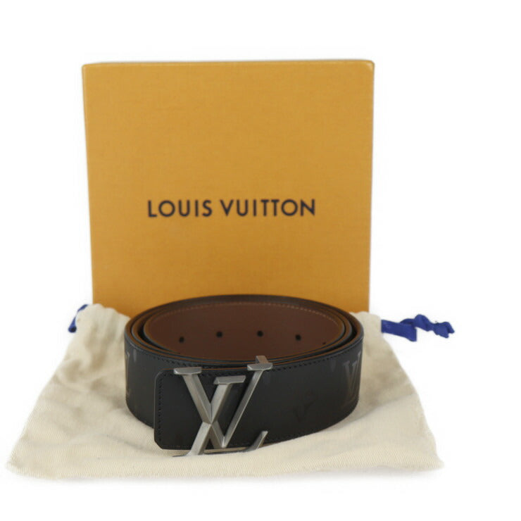 美品 LOUIS VUITTON ルイ ヴィトン LV イニシャル 40MM ピラミッド モノグラム イリュージョン ベルト M9346T 表記サイズ 95/38 レザー ブラック シルバー金具 リバーシブル ビトン