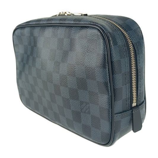 超美品 LOUIS VUITTON ルイヴィトン セカンドバッグ トゥルース・トワレ GM N47523 ネイビー系 シルバー金具 ダミエ・コバルト キャンバス メンズ ポーチ クラッチバッグ