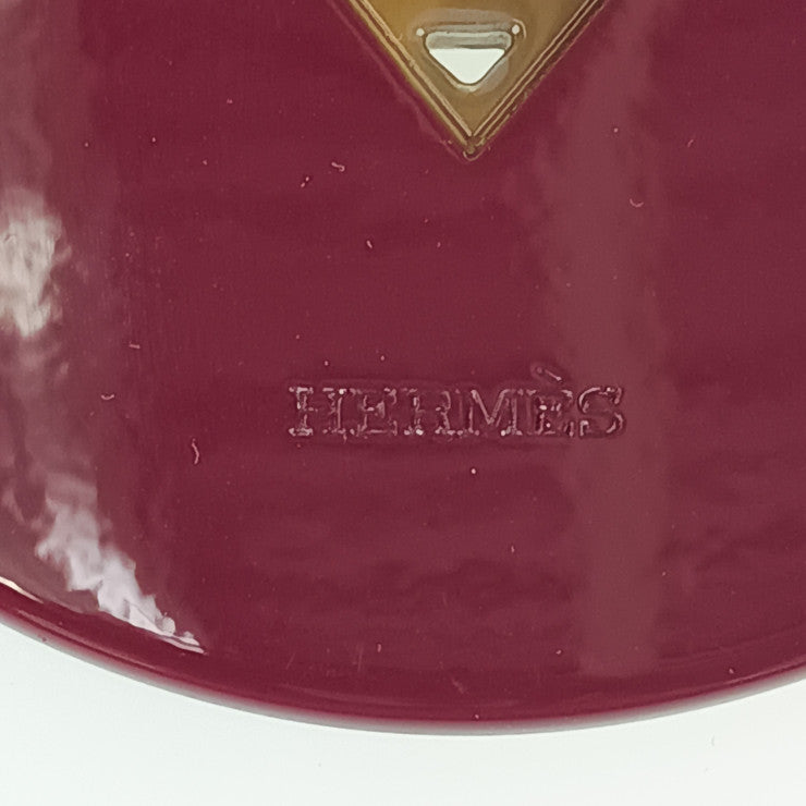 美品 HERMES エルメス ネックレス Hロゴ - ボルドー系 ブラウン系 バッファローホーン ラッカー ユニセックス ペンダント